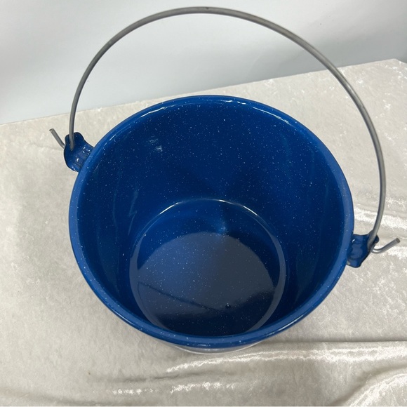 Vintage Enamelware Camping Pot blue white speckled Sierra cinsa - Picture 5 of 10